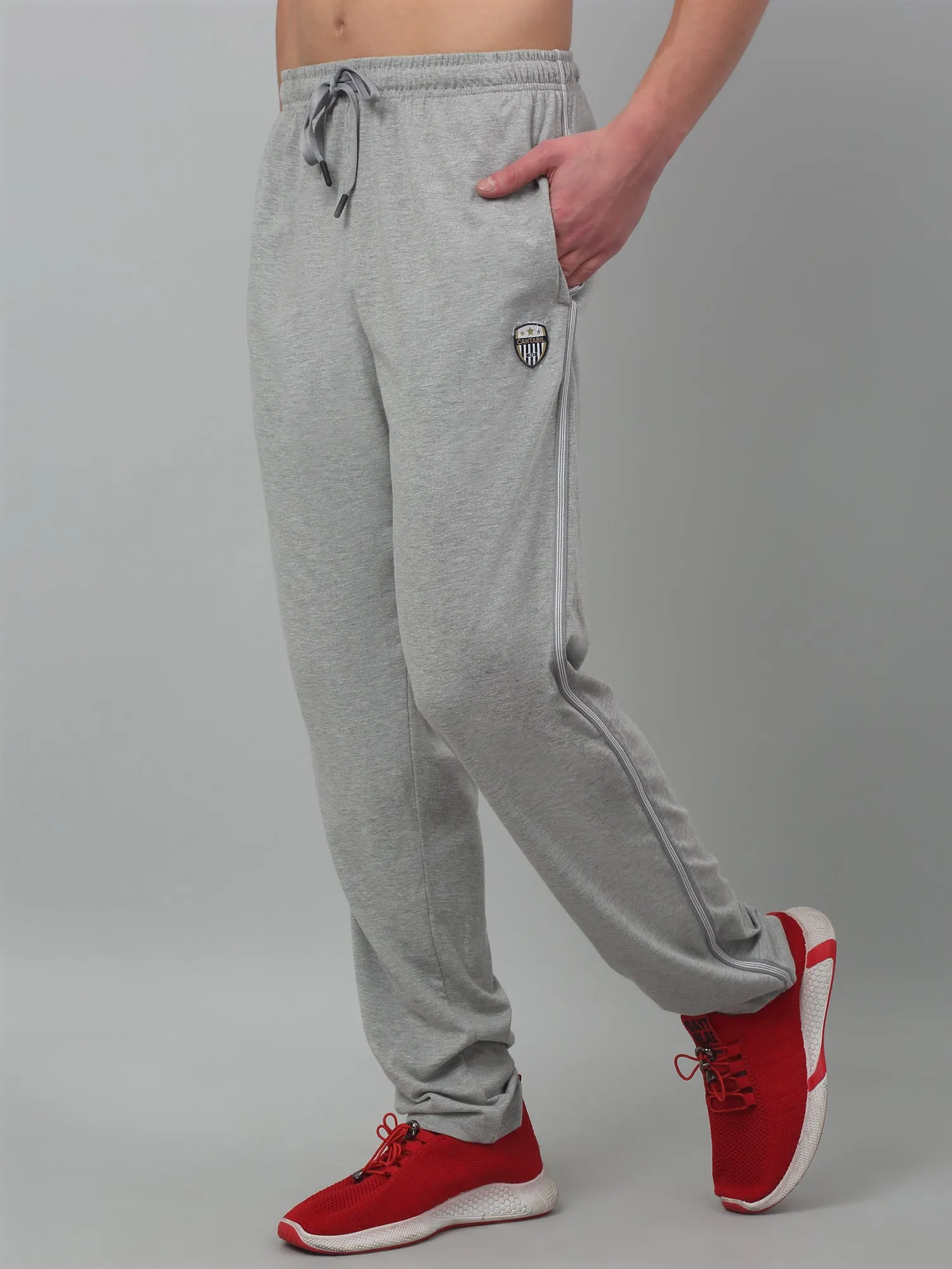 Men's Grey Summer Solid Drawstring Casual Track Pant