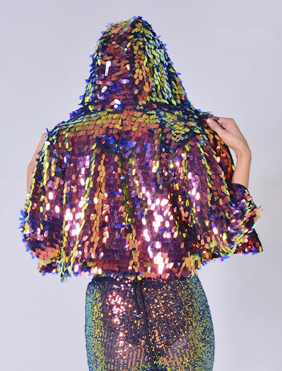 Moon Child Hood Sequin Jacket