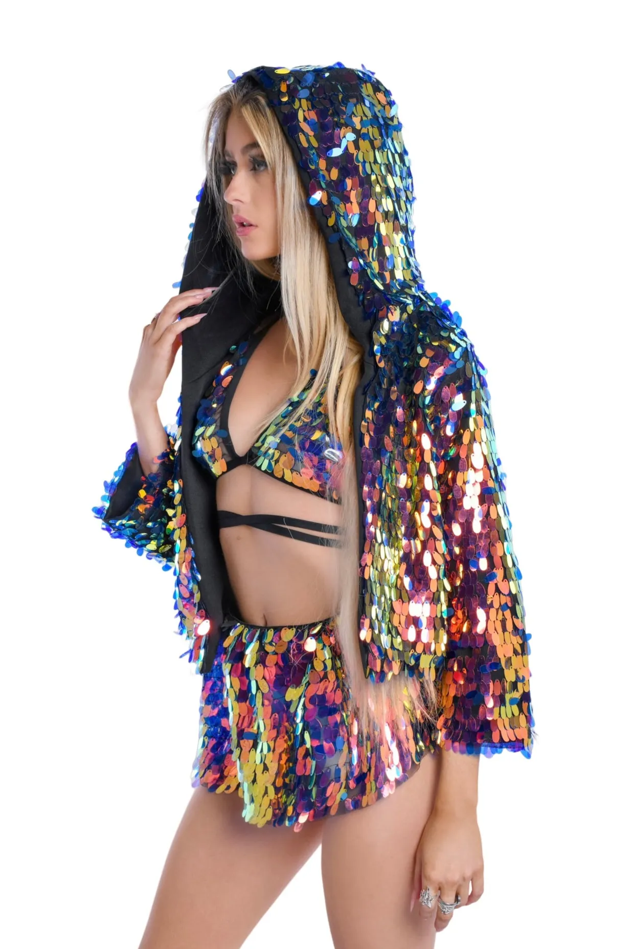 Moon Child Hood Sequin Jacket