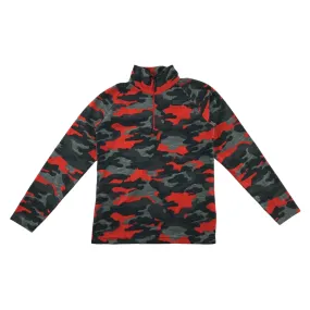 Mountain Warehouse fleece 9-10 years red and grey camo pattern quarter zipper