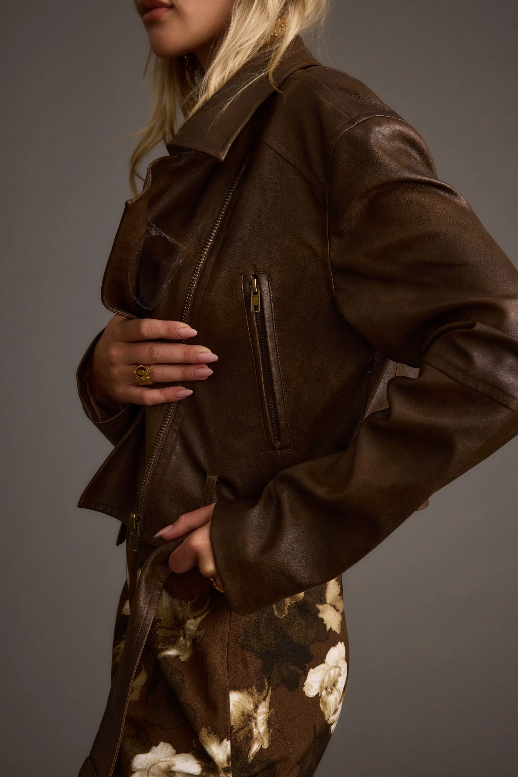 Mulholland Mocha Vegan Leather Moto Jacket