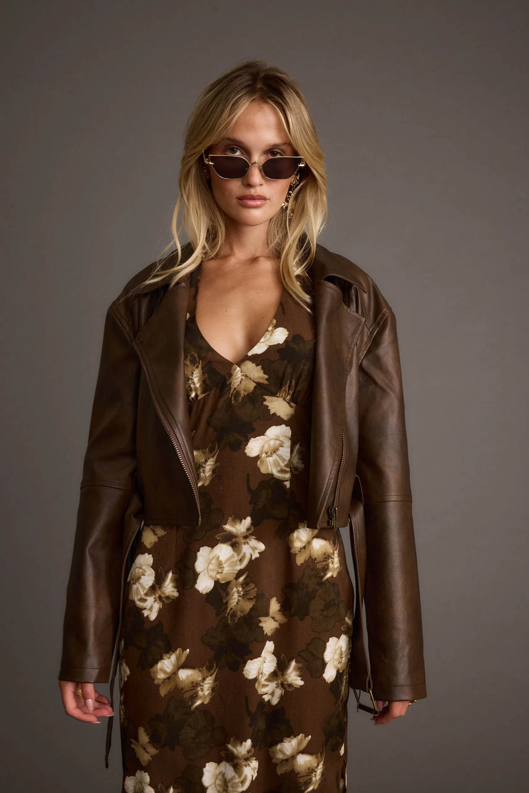 Mulholland Mocha Vegan Leather Moto Jacket