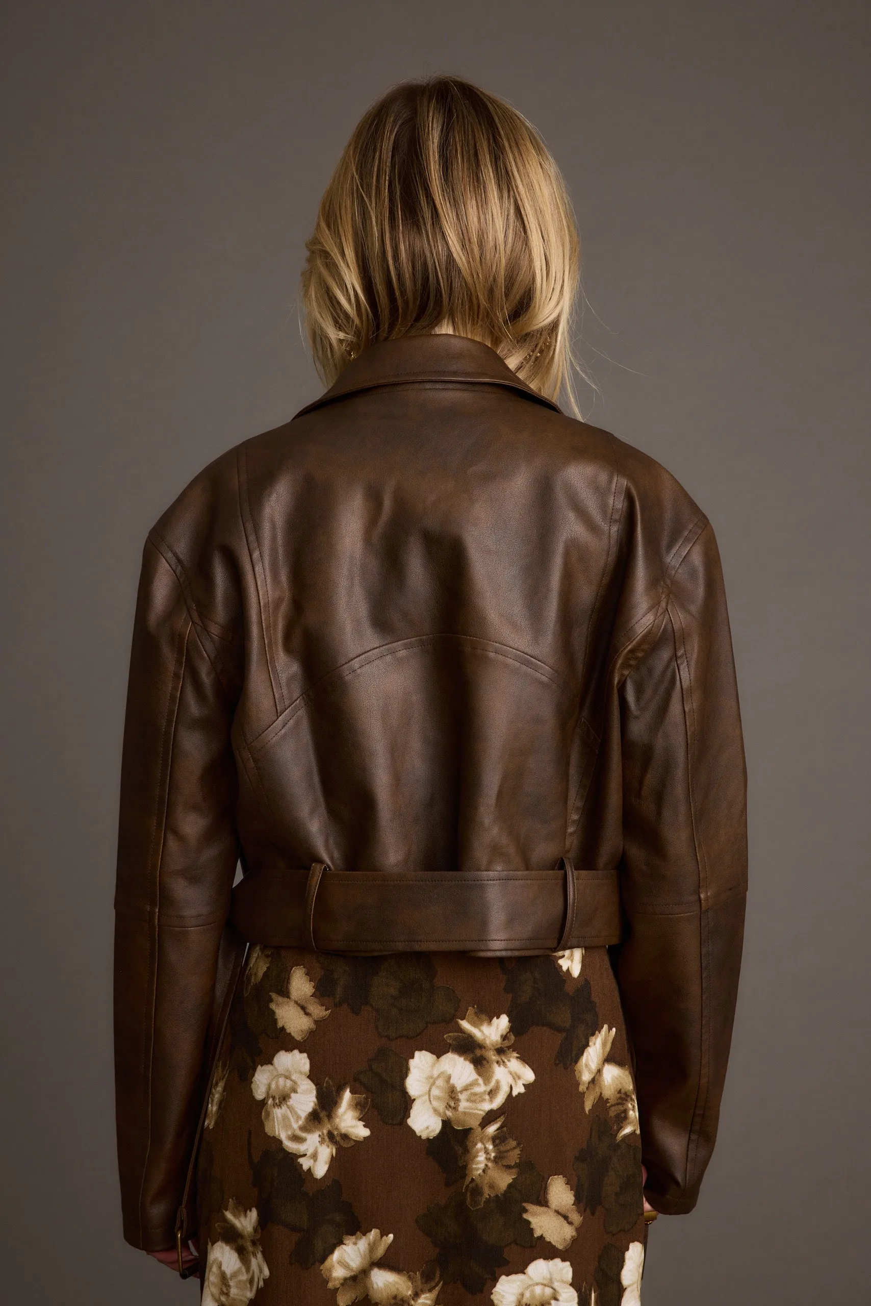 Mulholland Mocha Vegan Leather Moto Jacket