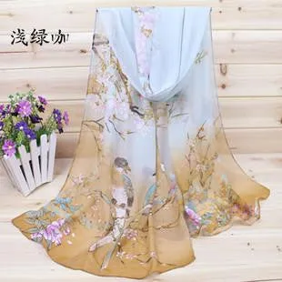 New 2016 Fashion Soft Thin Chiffon Silk Scarf Women Animal Bird printed Scarves Foulard Sjaal Cachecol Feminino