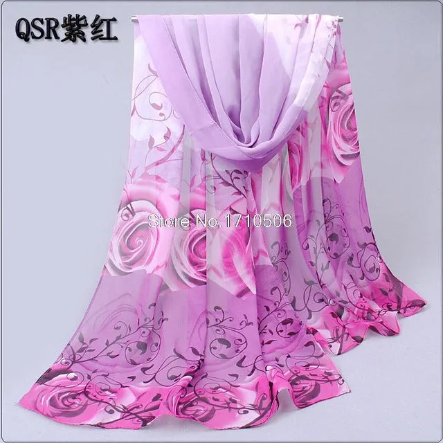 new 2017 cotton scarf han flowers roses and scarves Quality goods printed chiffon polyester scarves hot sell Beach silk scarf