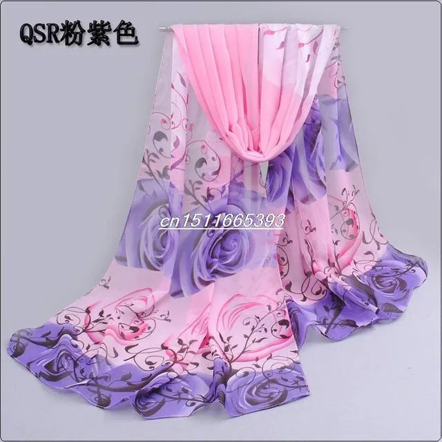 new 2017 cotton scarf han flowers roses and scarves Quality goods printed chiffon polyester scarves hot sell Beach silk scarf