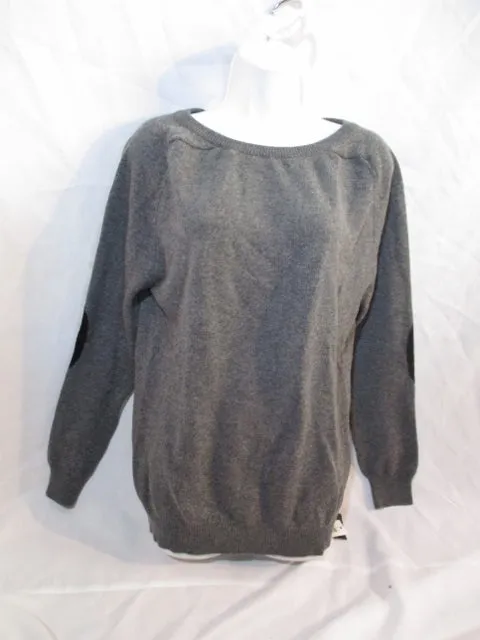 NEW NWT SAINT LAURENT PARIS CASHMERE Sweater Elbow Patch S GRAY Womens