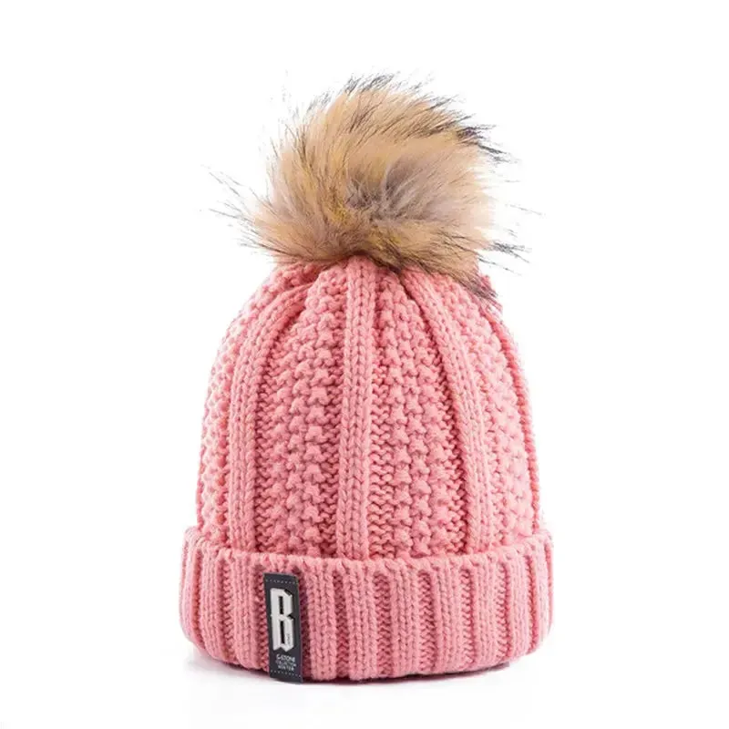 New Women Hat High Quality Add Fur Lined Pompoms Winter Hat Stylish Wool Beanie Hats For Women Warm Thick Streetwear Knitted Cap