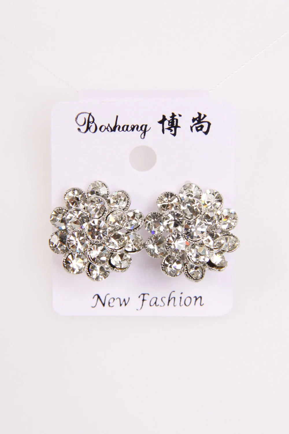 New Womens round floral shape diamante Earrings