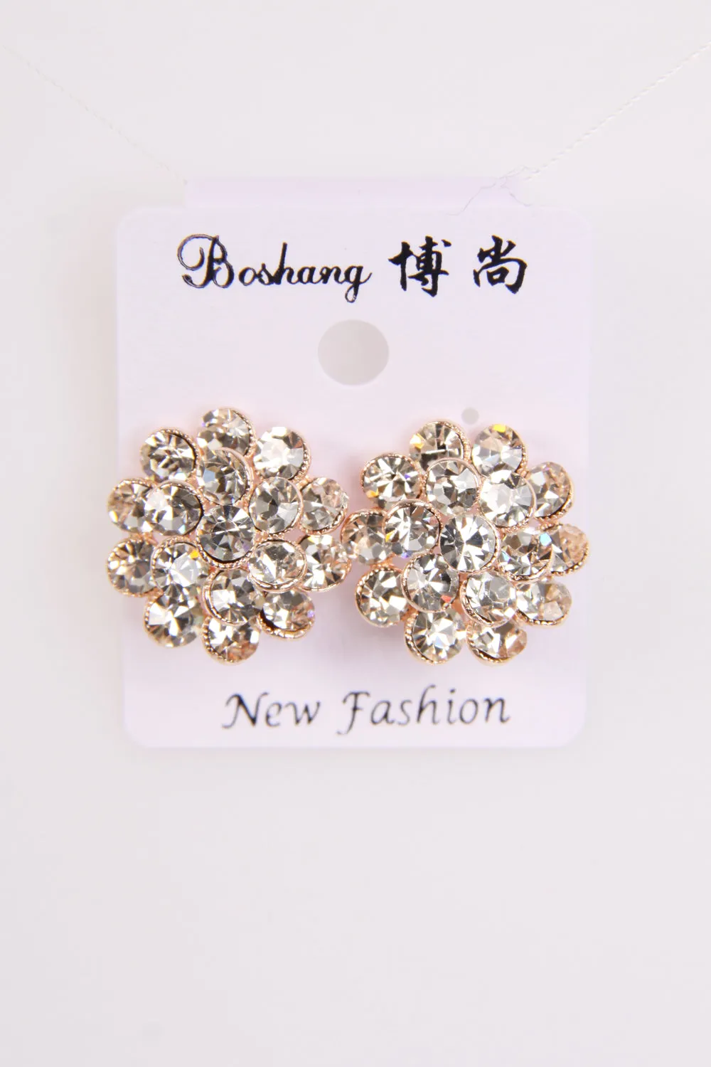 New Womens round floral shape diamante Earrings