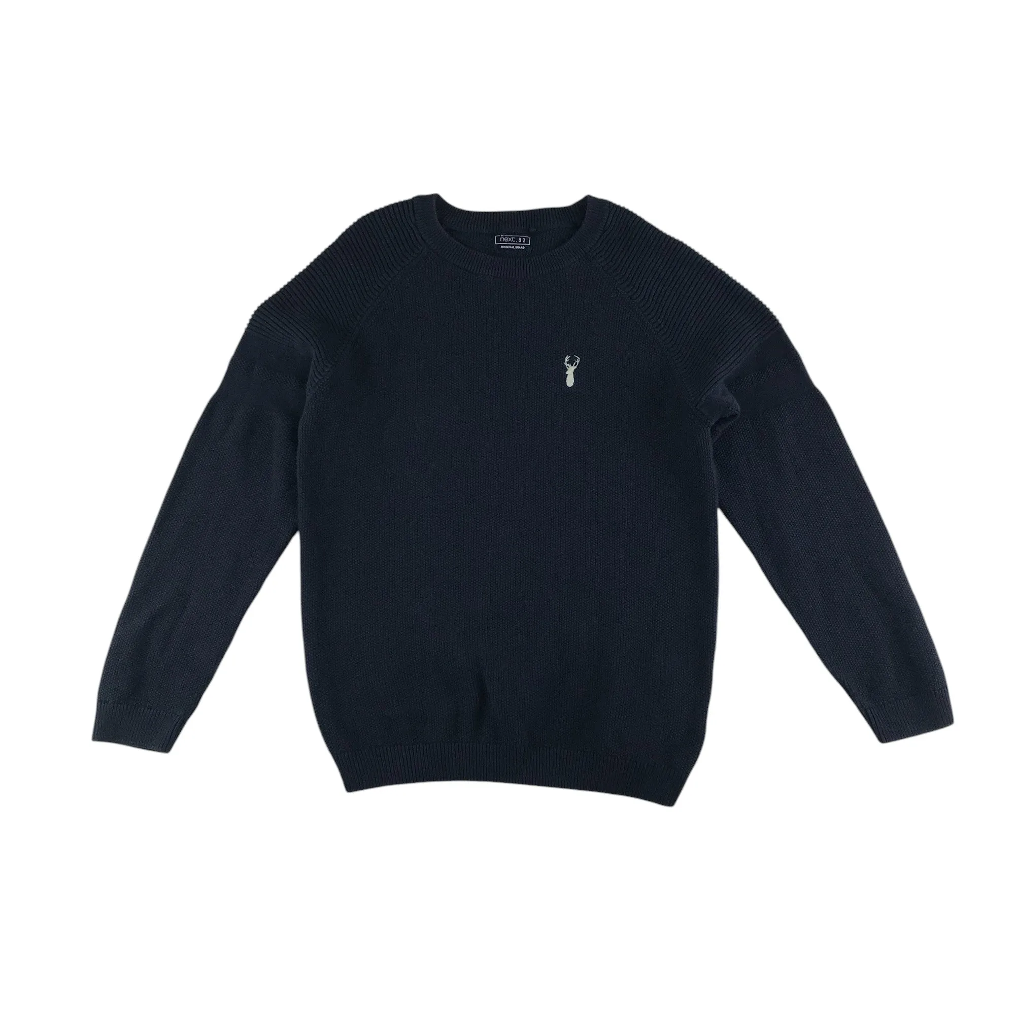 Next jumper 9-10 years navy blue plain crew neck with logo cotton