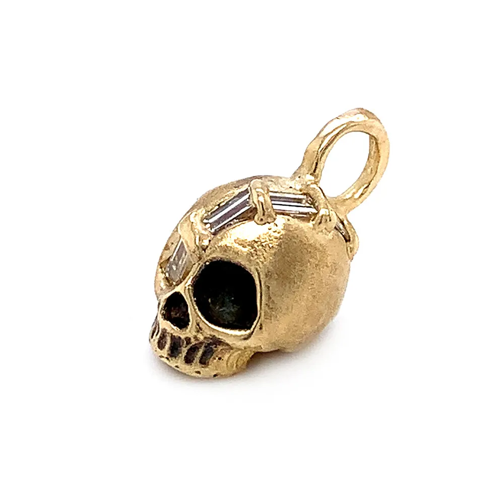 One-of-a-Kind Diamond & Yellow Gold Skull Pendant - "El Cráneo"