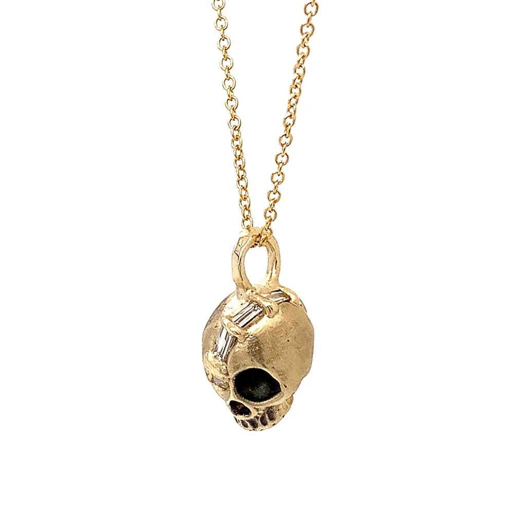 One-of-a-Kind Diamond & Yellow Gold Skull Pendant - "El Cráneo"