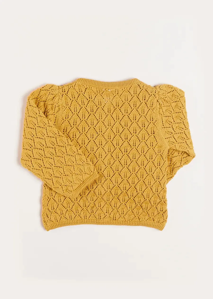 Openwork Cardigan in Mustard (6mths-10yrs)