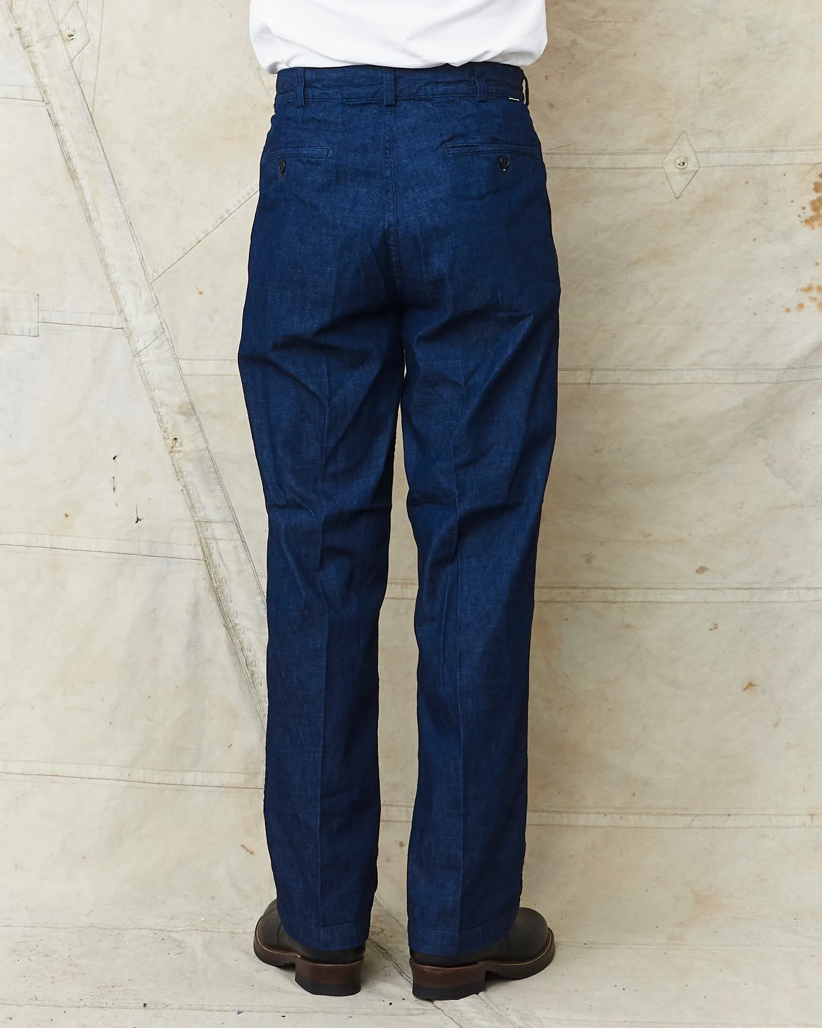 OrSlow 5021 Two Tuck Denim Wide Trouser One Wash