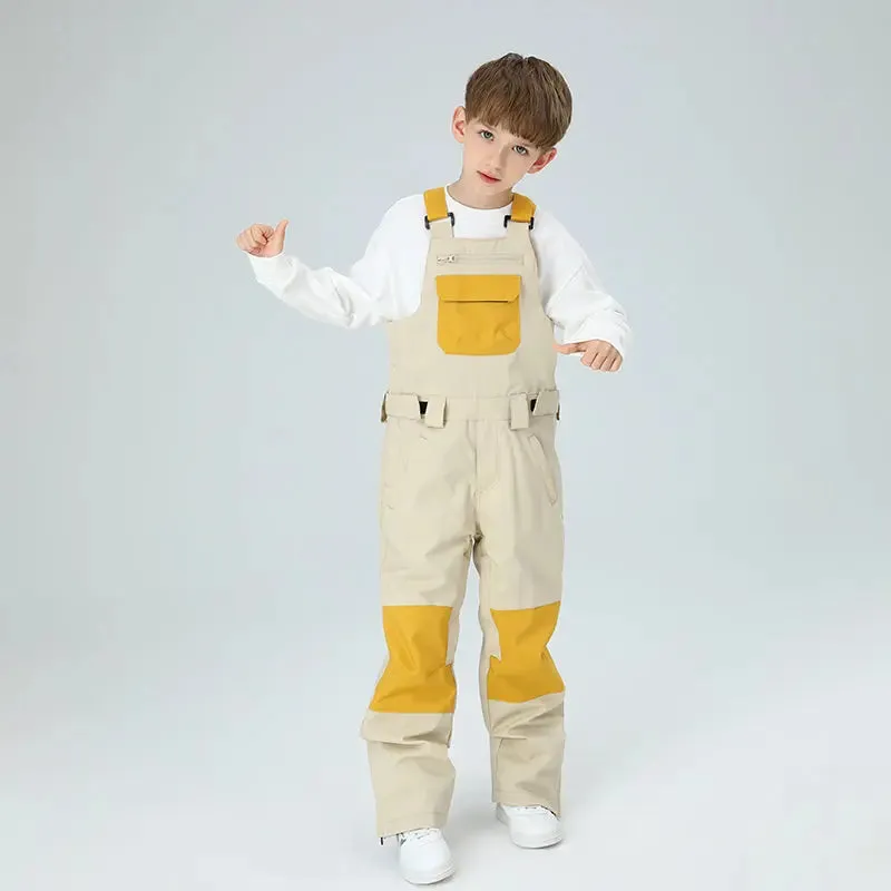 Outdoor Boys Colorblock Ski Overalls Snow Bibs Pants