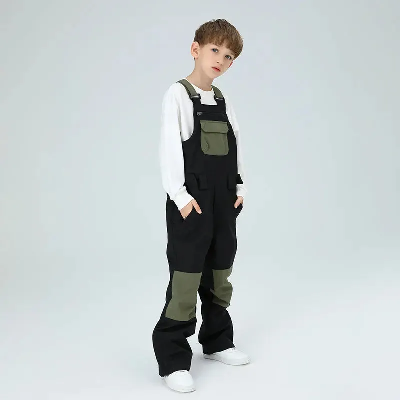 Outdoor Boys Colorblock Ski Overalls Snow Bibs Pants