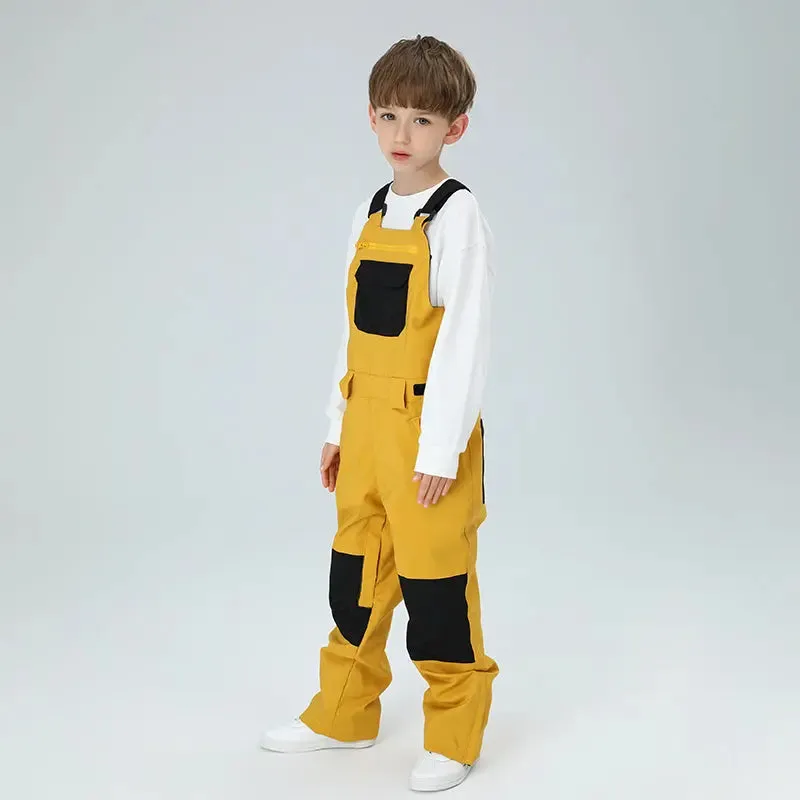 Outdoor Boys Colorblock Ski Overalls Snow Bibs Pants