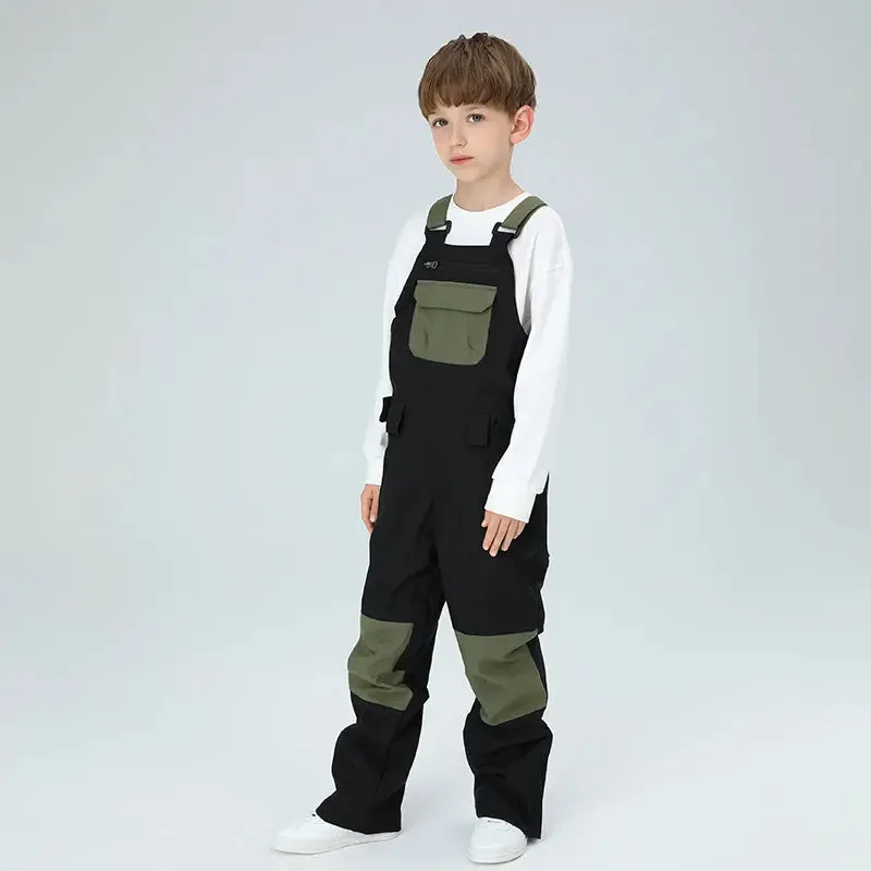 Outdoor Boys Colorblock Ski Overalls Snow Bibs Pants