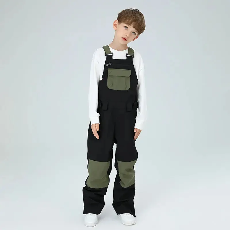 Outdoor Boys Colorblock Ski Overalls Snow Bibs Pants