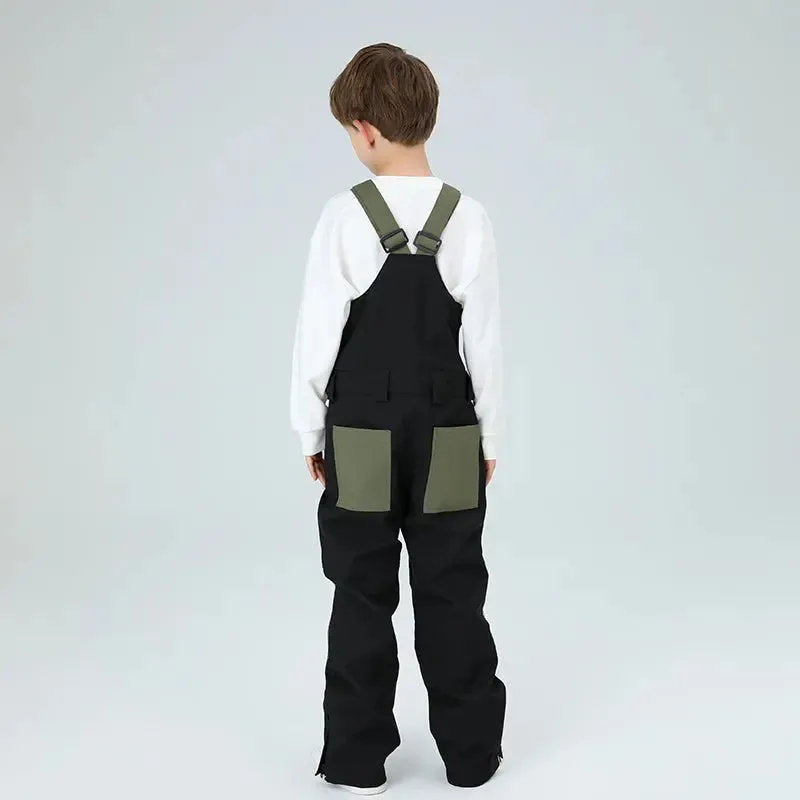 Outdoor Boys Colorblock Ski Overalls Snow Bibs Pants