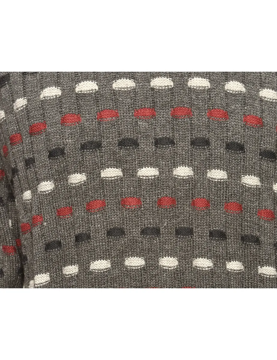 Patterned Dark Grey Jumper - M