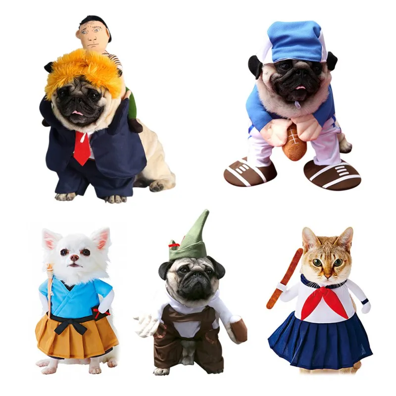 Pet Dog Halloween Clothes Holding a Knife Christmas Cosplay Novelty Funny Pet Cat Party Cosplay Apparel Clothing 10 Styles