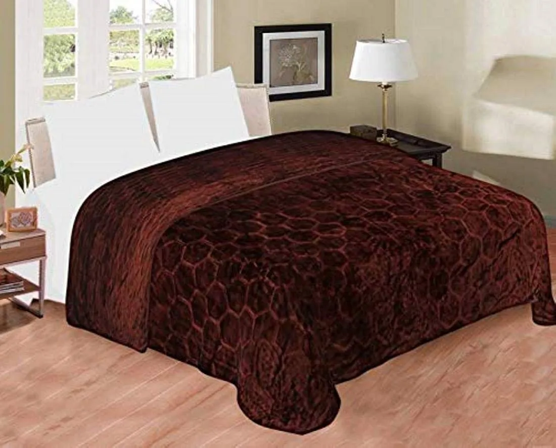 Polyester Double Bed Blanket, Brown