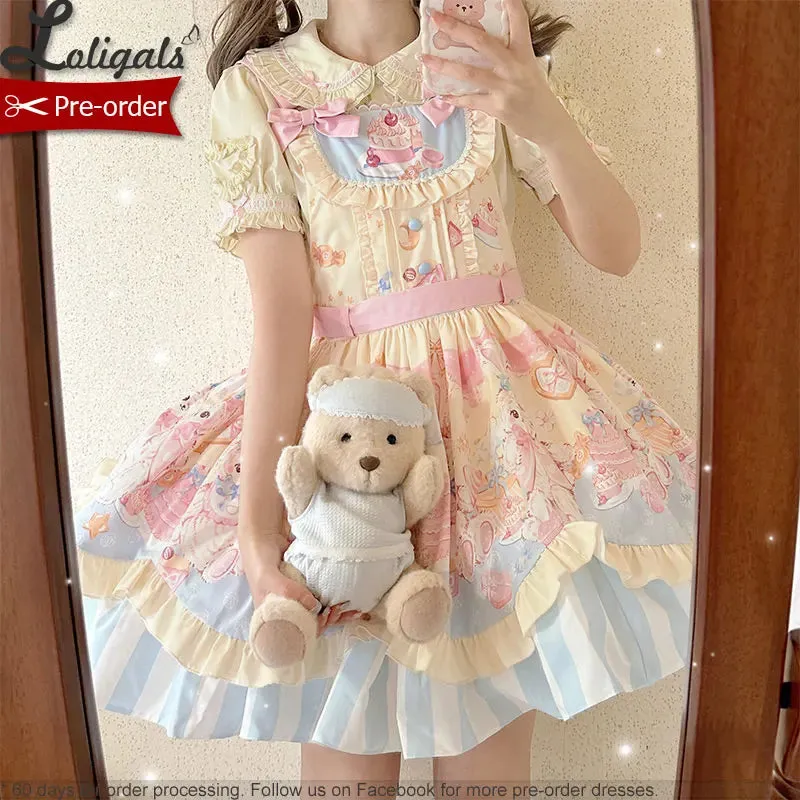 Pre-order Cute Lolita JSK Dress Sweet Printed Party Dress by Mewroco ~ Party Rabbit