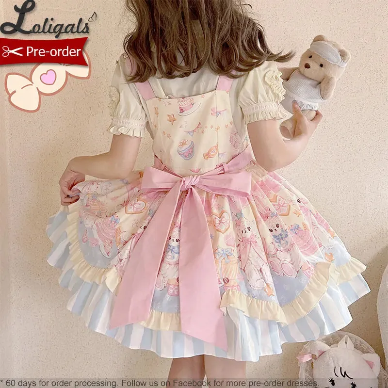 Pre-order Cute Lolita JSK Dress Sweet Printed Party Dress by Mewroco ~ Party Rabbit