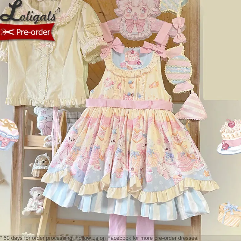 Pre-order Cute Lolita JSK Dress Sweet Printed Party Dress by Mewroco ~ Party Rabbit