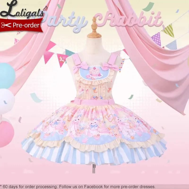 Pre-order Cute Lolita JSK Dress Sweet Printed Party Dress by Mewroco ~ Party Rabbit