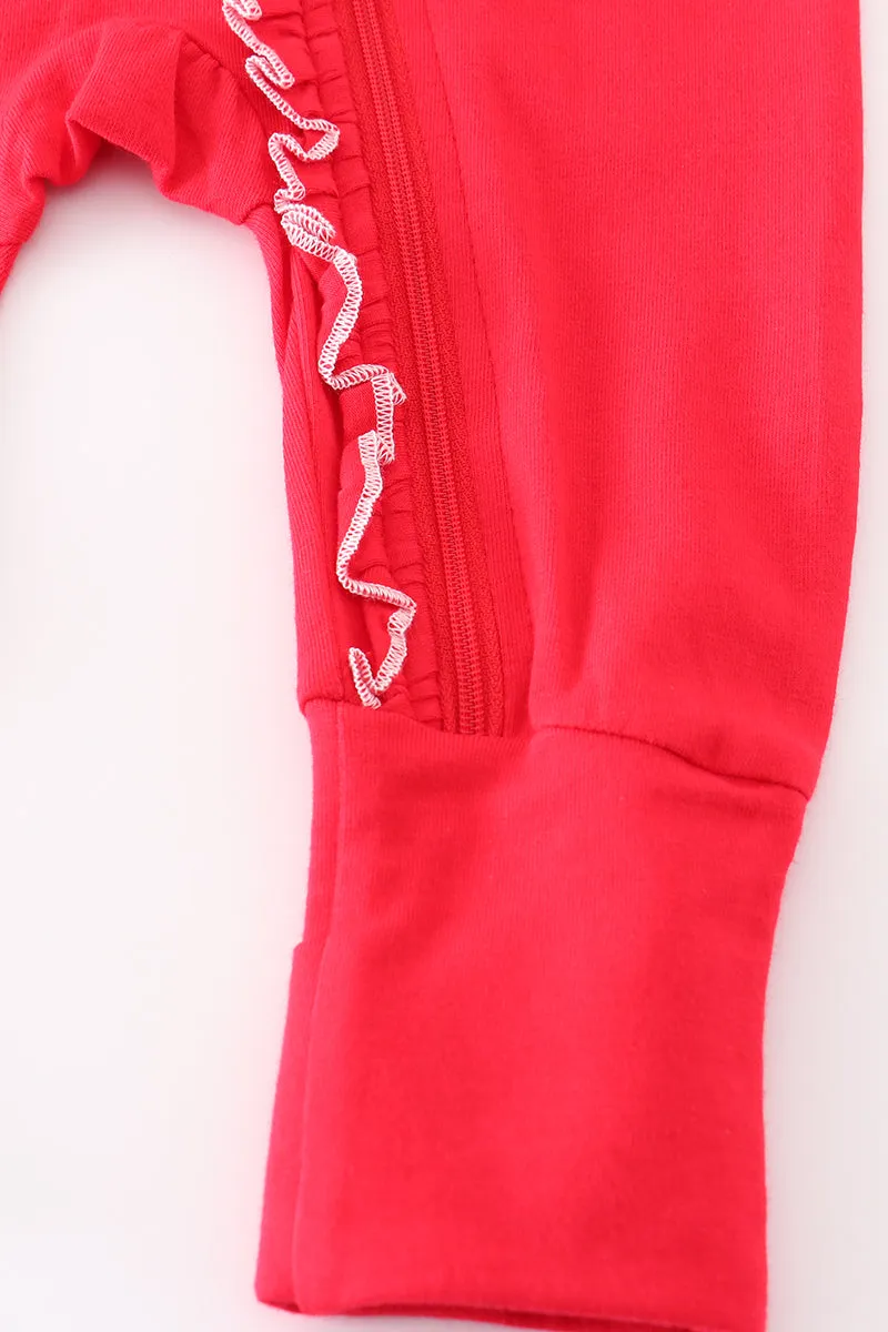 Premium Red ruffle zip girl pajama romper