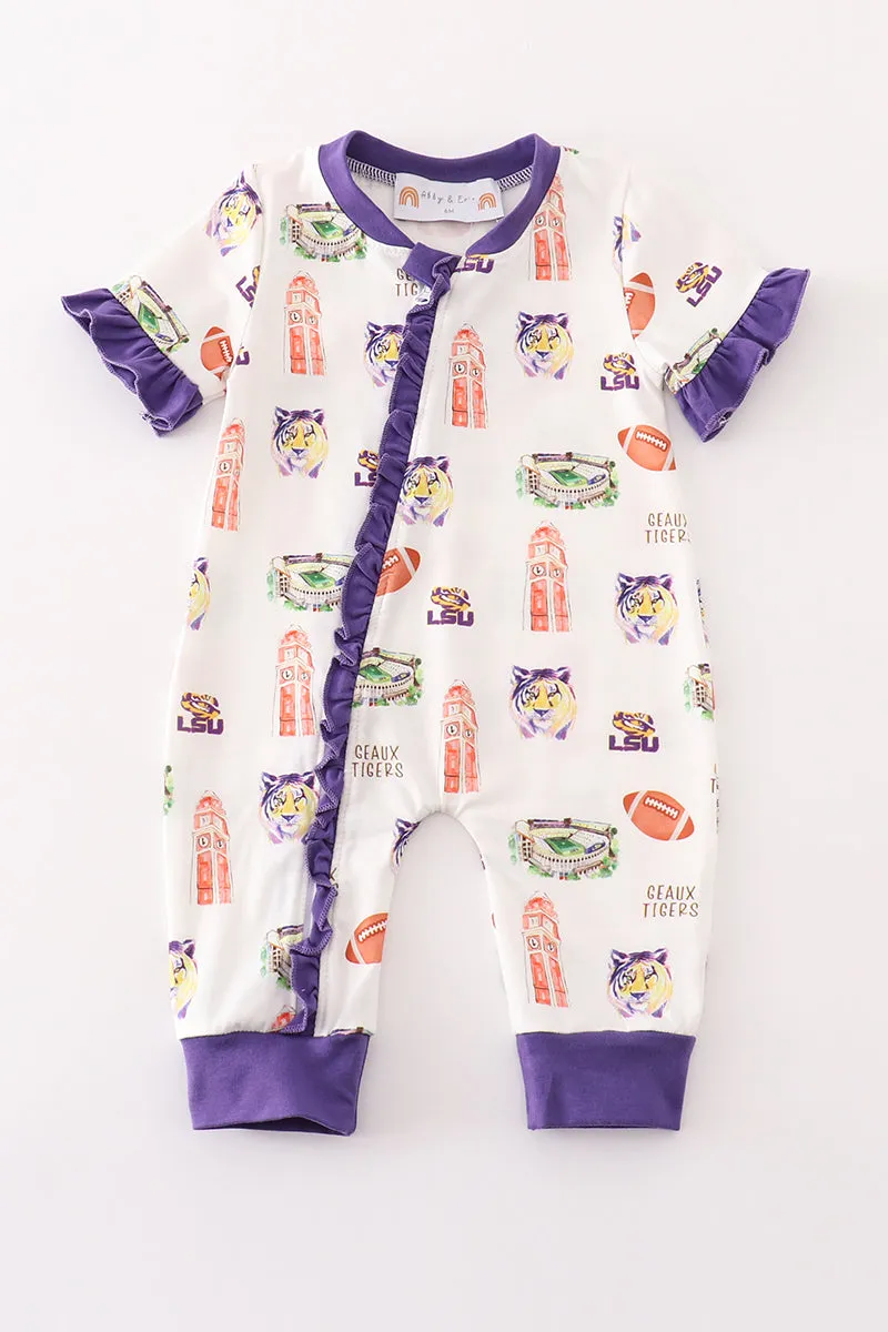 Purple geaux tiger baby girl romper