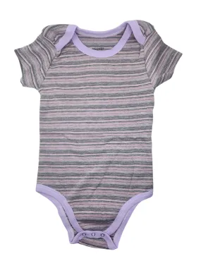 Purple Stripe Short Sleeve Romper