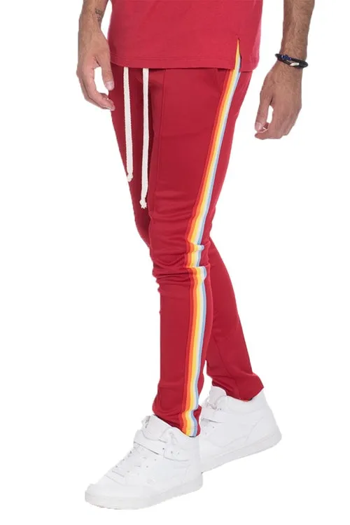 RAINBOW TAPED TRACK PANTS-RED