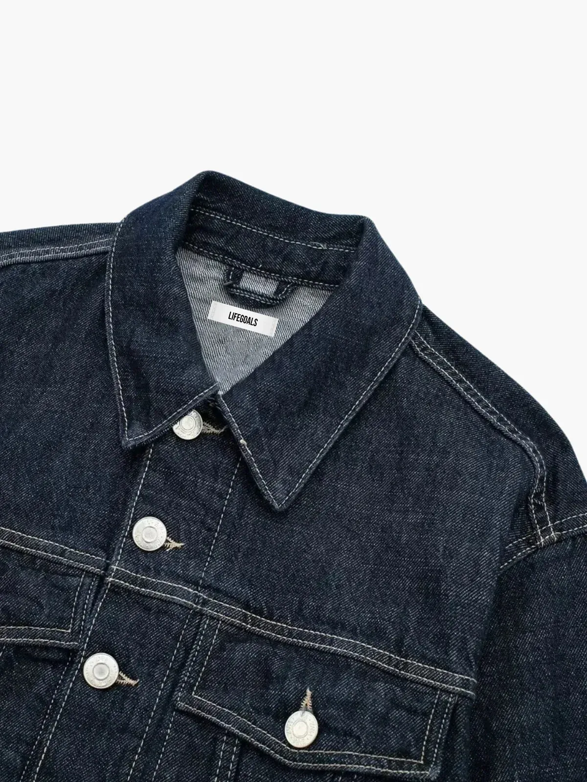 Raw Edge Button-Up Cotton Denim Jacket