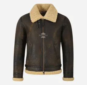 REAGAN B3 Sheepskin Jacket For Men's Sheepskin Shearling Aviator Jacket