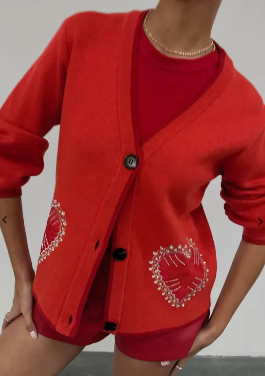 Red Heart Cardigan (Red)