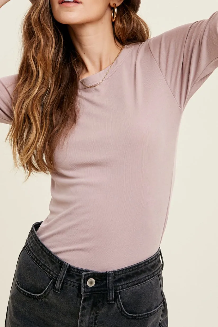 Ribbed Knit Half Sleeve Top