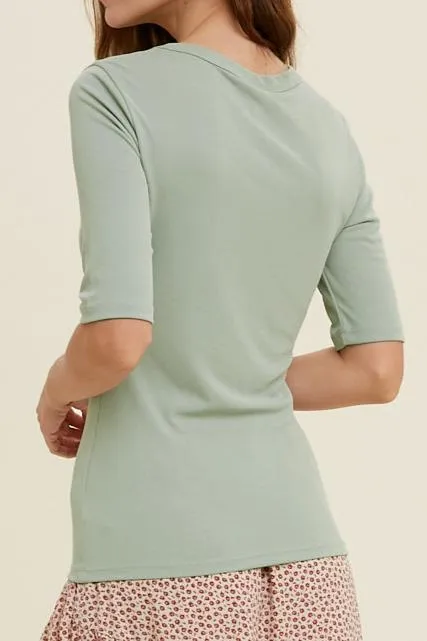 Ribbed Knit Half Sleeve Top