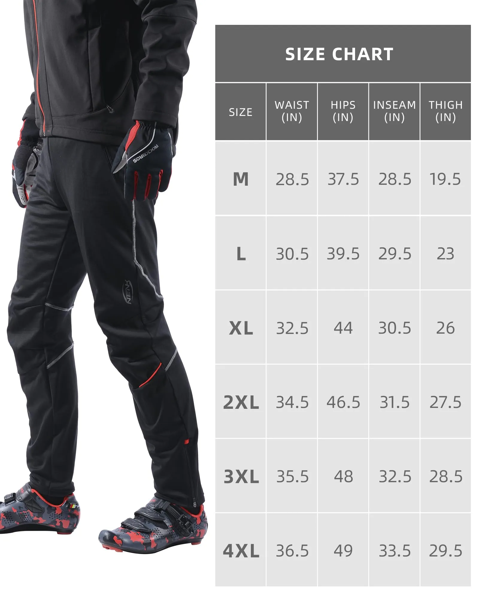 ROCKBROS Cycling Pants Winter Thermal Windproof MTB Pants for Cold Weather