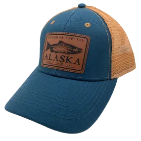 Salmon Leather Patch Alaska Baseball Hat