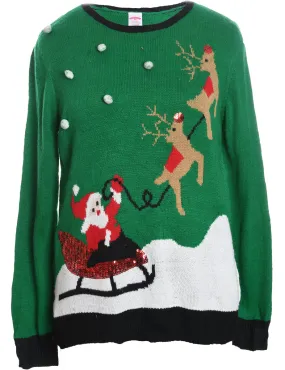 Santa Claus & Reindeer Christmas Jumper - XL