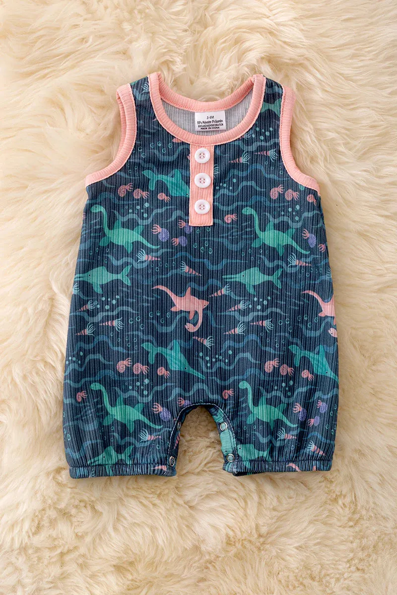 SEA CREATURE PRINTED BABY ROMPER WITH SNAPS.