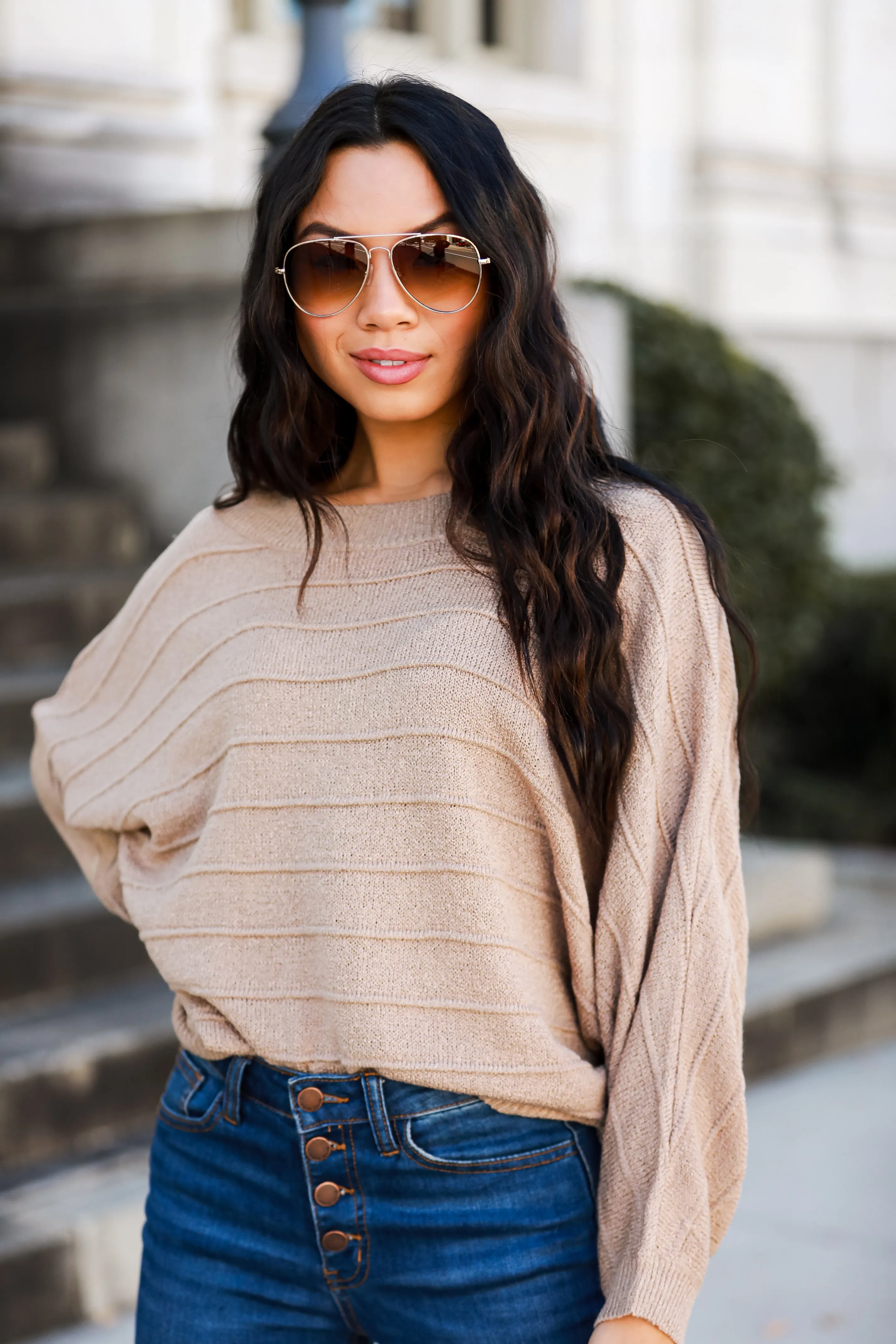 Seriously Cozy Taupe Lightweight Knit Oversized Sweater