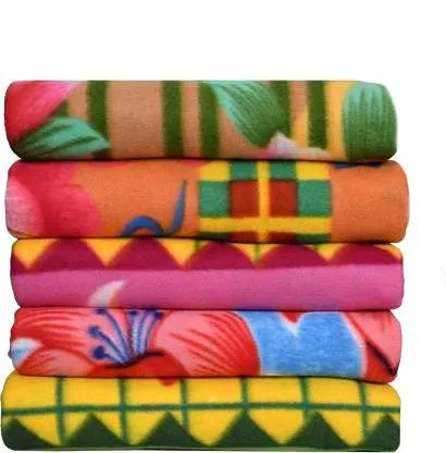 SHIVAAN HOME FURNISHING Printed Single AC Blanket Set of Five (Polyester, Multicolor)