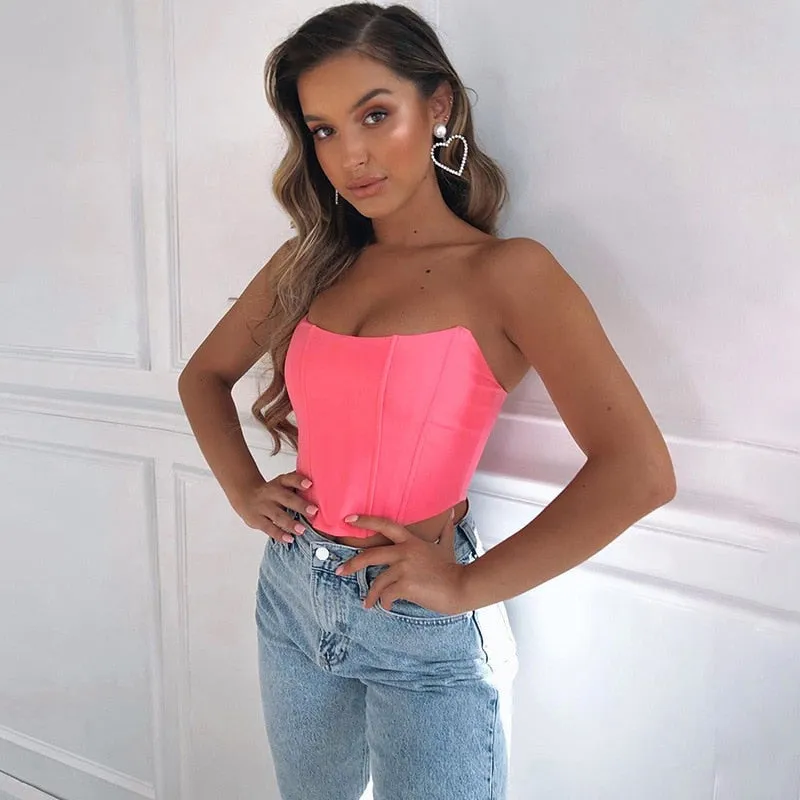 Sleeveless Off Shoulder Tube Top Fashion Sexy Corset Crop Tops Backless Sleeveless