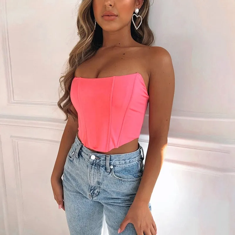 Sleeveless Off Shoulder Tube Top Fashion Sexy Corset Crop Tops Backless Sleeveless