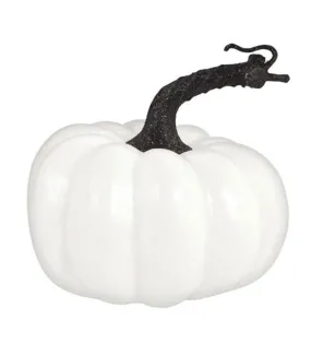 Small White Plastic Pumpkin & Glittered Handle